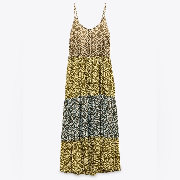 ZARA | Women’s Cotton Multicolored Patchwork Sleeveless Midi Dress | Size M - Picture 4 of 14